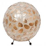 Настольная лампа из перламутра на металлическом каркасе Indonesian Circle варинант исполнения - 1 | Loft Concept в Казани