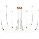 Люстра подвесная с 6-ю изогнутыми плафонами и белыми декоративными шариками PEARLS Suspension варинант исполнения - 4 | Loft Concept в Казани