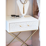 Приставной столик с выдвижным ящиком  White Table Carved Pattern варинант исполнения - 7 | Loft Concept в Казани