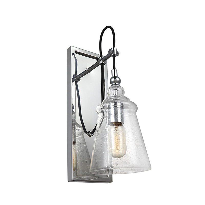 Бра с плафоном в форме колокола из прозрачного стекла с пузырьками Feiss Хром Прозрачное Стекло в Казани | Loft Concept 