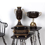 Ваза черного цвета из фарфора с золотистым узором и бронзовыми элементами Eden Garden porcelain and bronze варинант исполнения - 5 | Loft Concept в Казани