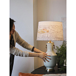 Настольная лампа с принтом на белом тканевом абажуре Roof Garden Lamp варинант исполнения - 5 | Loft Concept в Казани