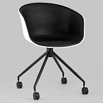 Офисное кресло из пластика с мягким сиденьем Eggshell Black варинант исполнения - 2 | Loft Concept в Казани