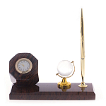 Настольный письменный набор с глобусом и ручкой из натурального обсидиана World Globe варинант исполнения - 1 | Loft Concept в Казани