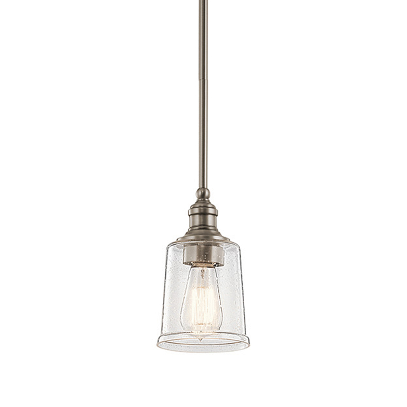 Подвесной светильник со стеклянным плафоном в форме колокола с эффектом пузырьков Kichler Олово Латунь Прозрачное Стекло в Казани | Loft Concept 