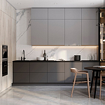 Серый кухонный гарнитур с фасадом под светлый дуб Ferrand Kitchen Set варинант исполнения - 1 | Loft Concept в Казани