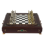 Шахматы в ларце из натуральных камней Долерит Малахит Мрамор Decorative Thematic Chess Русь варинант исполнения - 9 | Loft Concept в Казани