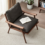 Кресло c каркасом из массива дерева и мягкой кожаной обивкой Walnut Armchair варинант исполнения - 2 | Loft Concept в Казани