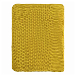 Плед из хлопка жемчужной вязки горчичного цвета Waffle Comfort варинант исполнения - 4 | Loft Concept в Казани