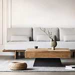 Дизайнерский журнальный стол квадратный с черным трапециевидным основанием Wokab варинант исполнения - 1 | Loft Concept в Казани