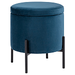 Синий пуф на черных ножках SANJAY варинант исполнения - 1 | Loft Concept в Казани