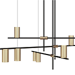 Люстра с 9-ю цилиндрическими плафонами цвета латунь TRIBES CHANDELIER варинант исполнения - 2 | Loft Concept в Казани