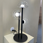 Настольная лампа с тремя прозрачными куполообразными плафонами и черным металлическим основанием Flos Wireline Lighting варинант исполнения - 5 | Loft Concept в Казани