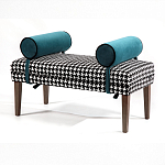 Банкетка Banquette PIED DE POULE с принтом гусиная лапка и синими подлокотниками  варинант исполнения - 2 | Loft Concept в Казани