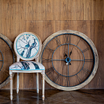 Часы настенные деревянные с римскими цифрами чёрного цвета Clock with History варинант исполнения - 3 | Loft Concept в Казани