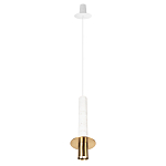 Подвесной светильник с узким цилиндрическим плафоном и золотым металлическим декором Concrete Pipe варинант исполнения - 11 | Loft Concept в Казани