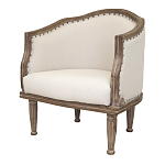 Кресло низкое с мягкой обивкой из льна на 4-х деревянных ножках Emile Armchair beige варинант исполнения - 3 | Loft Concept в Казани