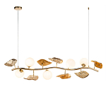 Люстра линейная на золотистом каркасе с белыми стеклянными плафонами Zest of Light варинант исполнения - 1 | Loft Concept в Казани