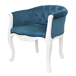 Кресло низкое в стиле прованс Louis French Armchair white and blue velour варинант исполнения - 3 | Loft Concept в Казани