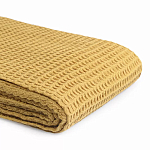 Плед из шерсти цвета охры с бахарамой Waffle Comfort варинант исполнения - 3 | Loft Concept в Казани