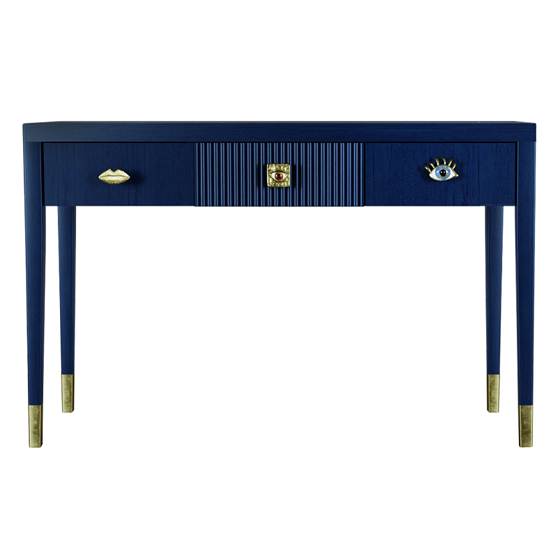 Дизайнерский Письменный стол Elsa Dreams Blue с тремя ящиками Синий в Казани | Loft Concept 