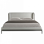 Кровать двуспальная серая с мягким изголовьем из экокожи и ткани Modern Look варинант исполнения - 3 | Loft Concept в Казани