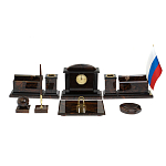 Настольный письменный набор с часами из природного камня обсидиана  Gift for Manager варинант исполнения - 1 | Loft Concept в Казани