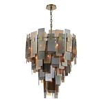 Люстра с многослойными стеклянными панелями янтарного и дымчатого цвета Textured Glass Chandelier варинант исполнения - 3 | Loft Concept в Казани