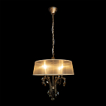 Люстра подвесная круглая с тканевым полупрозрачным абажуром и подвесками 4 лампы Gilded Elegance варинант исполнения - 1 | Loft Concept в Казани