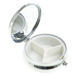 Таблетница карманная круглая с 3-мя отделениями с зеркалом и накладкой из натурального камня Апатит Желтый Silver Stone Pillboxes варинант исполнения - 2 | Loft Concept в Казани