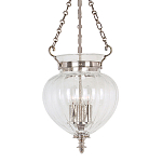 Подвесной светильник цвета никель с прозрачным ребристым стеклянным плафоном в классическом стиле Elstead Lighting варинант исполнения - 1 | Loft Concept в Казани