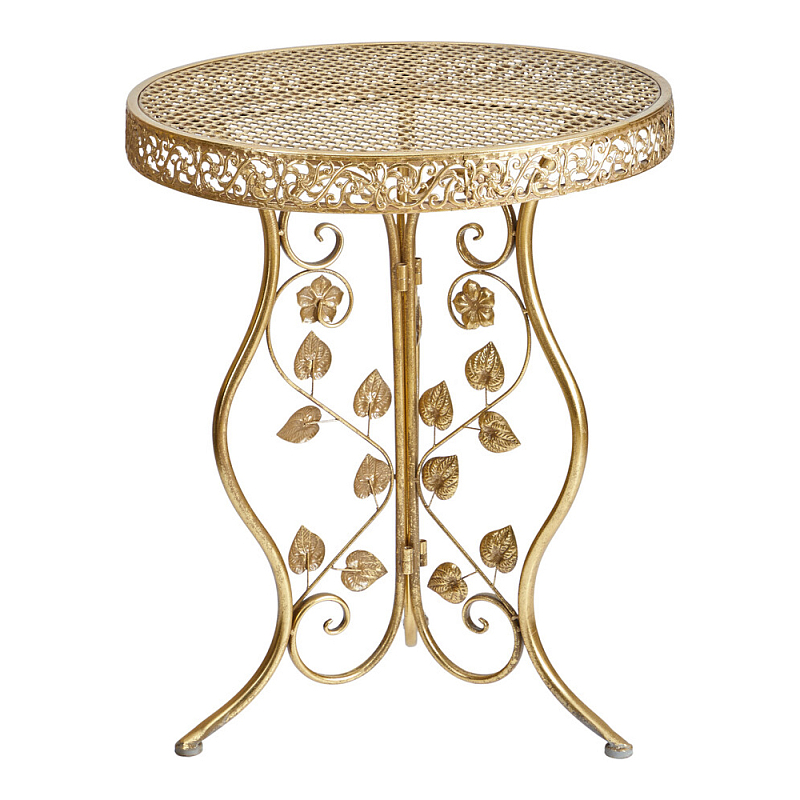 Столик приставной золотистый с орнаментом на столешнице Tanzania Золотой в Казани | Loft Concept 