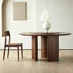 Стол обеденный круглый с двойной столешницей Walnut Wood Table варинант исполнения - 9 | Loft Concept в Казани