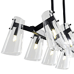 Люстра светодиодная с 8-ю прозрачными плафонами из акрила и стали Glass Cylinder Black варинант исполнения - 7 | Loft Concept в Казани