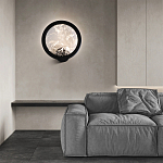 Светодиодное бра круглой формы с металлической рамой черного цвета Marble Glow варинант исполнения - 3 | Loft Concept в Казани