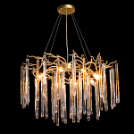 Люстра подвесная золотого цвета с разветвленными ветвями и прозрачными стеклянными подвесками Droplet Chandelier варинант исполнения - 3 | Loft Concept в Казани