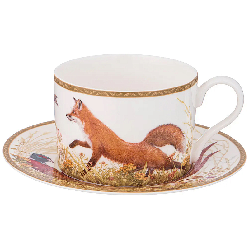 Чайная пара из фарфора 300 мл Hunting Porcelain Collection Белый Коричневый Мульти Чайная пара из фарфора 300 мл Hunting Porcelain Collection Белый Коричневый Мульти в Казани | Loft Concept
