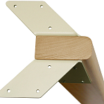 Обеденный стол с прямоугольной бежевой столешницей из стекла на 4-х деревянных ножках Beige Marble варинант исполнения - 5 | Loft Concept в Казани