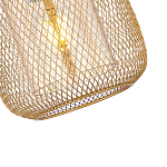 Подвесной светильник со стеклянным плафоном цилиндрической формы и металлической сеткой Metal Mesh Gold варинант исполнения - 4 | Loft Concept в Казани