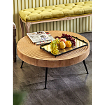 Журнальный столик с круглой фактурной столешницей из натурального дерева Vortex варинант исполнения - 6 | Loft Concept в Казани