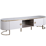 Тумба под телевизор белая овальная с мраморной столешницей Thoroughbass варинант исполнения - 1 | Loft Concept в Казани