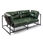 Диван Лофт Натуральная Винтажная кожа Зеленый Two Seat Encounter Leather Sofa варинант исполнения - 3 | Loft Concept в Казани