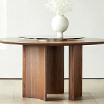 Стол обеденный круглый с двойной столешницей Walnut Wood Table варинант исполнения - 4 | Loft Concept в Казани