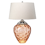 Настольная лампа с фактурным стеклянным основанием красного цвета с хромированной деталью у горловины и белым абажуром из искусственного шёлка Elstead Lighting варинант исполнения - 1 | Loft Concept в Казани