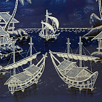 Картина ручная вышивка бисером Ночной пейзаж Night Boat Bay варинант исполнения - 4 | Loft Concept в Казани