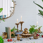 Подсвечник в форме пальмы с резными листьями и текстурным основанием Golden palm leaves варинант исполнения - 4 | Loft Concept в Казани