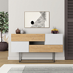 Комод c 2-мя белыми дверцами и 2-мя выдвижными ящиками цвета древесины EROS CONSOLE OAK WHITE варинант исполнения - 1 | Loft Concept в Казани