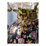 Ваза из фарфора черная с цветочной росписью и бронзовыми элементами Spring Garden варинант исполнения - 5 | Loft Concept в Казани