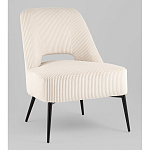 Кресло лаунж Бостон велюр рельефный молочный на черных ножках варинант исполнения - 1 | Loft Concept в Казани
