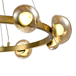 Люстра подвесная светодиодная с 9-ю круглыми плафонами коньячного цвета Iona Chandelier Brass  варинант исполнения - 3 | Loft Concept в Казани